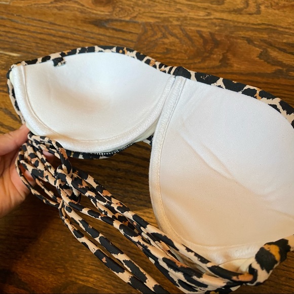 Cheetah Push-up Bandeau Bathing Suit Top - Picture 3 of 3